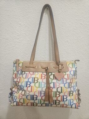 Vintage Dooney & Bourke Rainbow Signature Tassel Tote